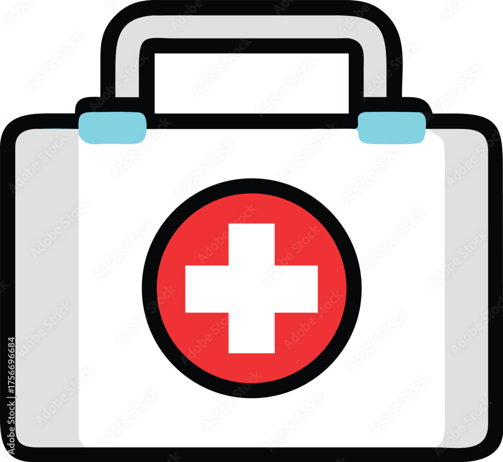 Obraz premium A first aid kit icon set against a white background, illustrating emergency care and first response.