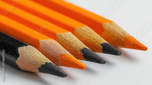 Orange and black pencils creative flat lay, stationery tools arrangement for writing, education and creative projects background, vibrant office supplies top view, abstract illustration design
