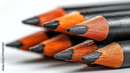 Orange and black pencils creative flat lay, stationery tools arrangement for writing, education and creative projects background, vibrant office supplies top view, abstract illustration design
