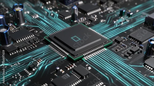 Computer CPU Chip and Processor Technology Circuit Board Background close up of computer circuit board 4k video