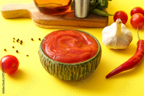 Bowl of tasty tomato sauce ...