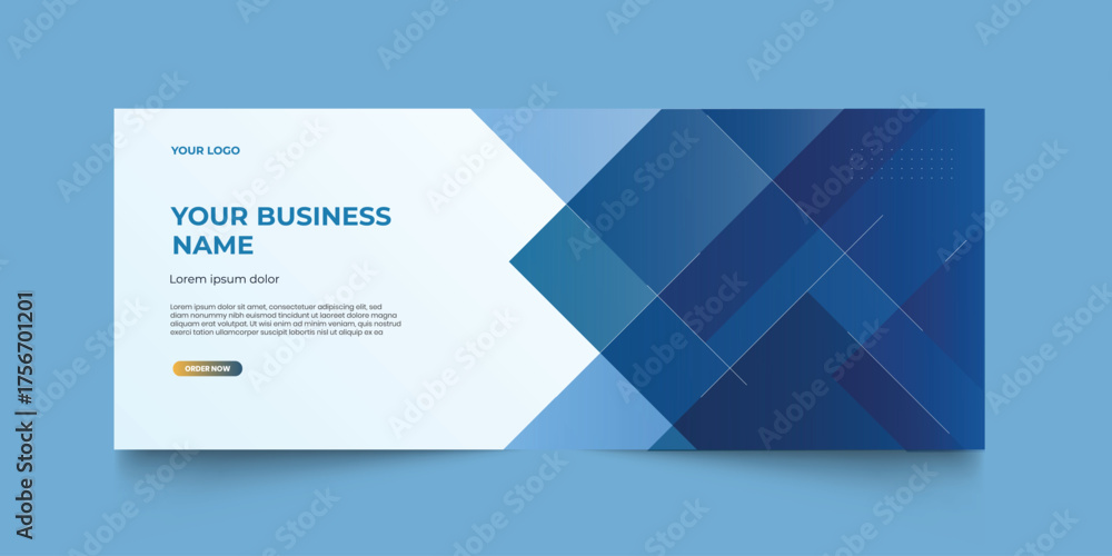 Naklejka premium Blue geometric banner template. Modern abstract graphic design Banner background template