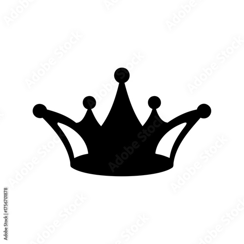 Simple Black Crown Icon on White Background Representing Royalty and Power