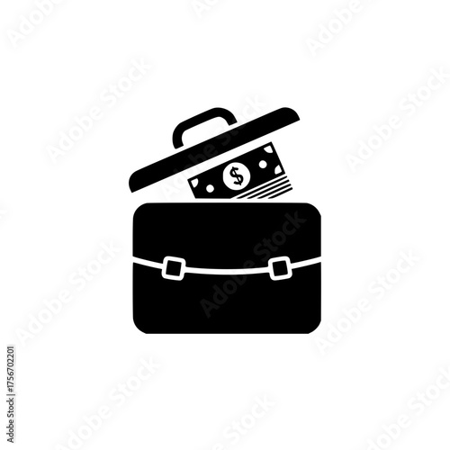 Briefcase with money: financial concept of business and wealth