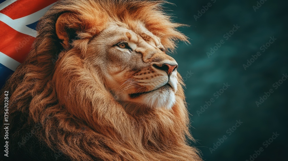 Naklejka premium Majestic lion with a royal mane and pride.