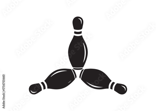 Vector art of three bowling pins arranged in a triangle