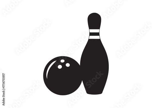 Vector art of bowling ball and pin for a strike game sport