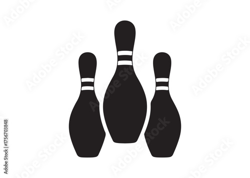 Vector art of three bowling pins for a strike game sport