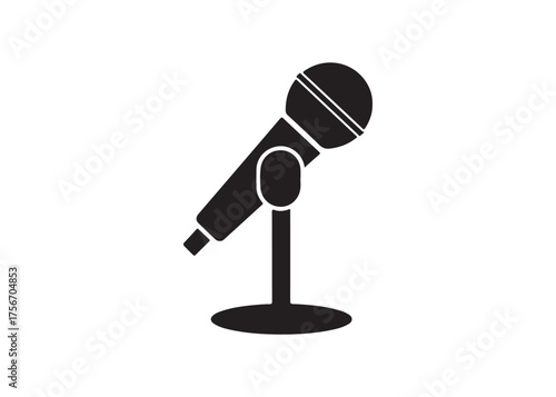 Vector art of microphone on stand for singing or public speaking