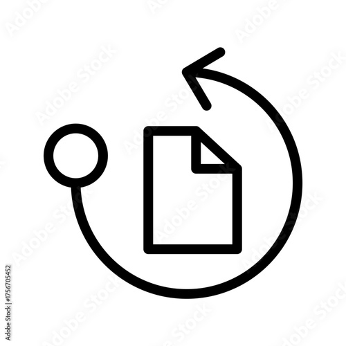  Document restore icon, circular arrow file recovery outline