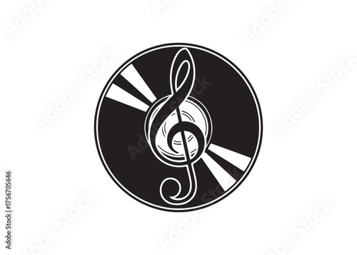 Vector art of treble clef on vinyl record, music symbol