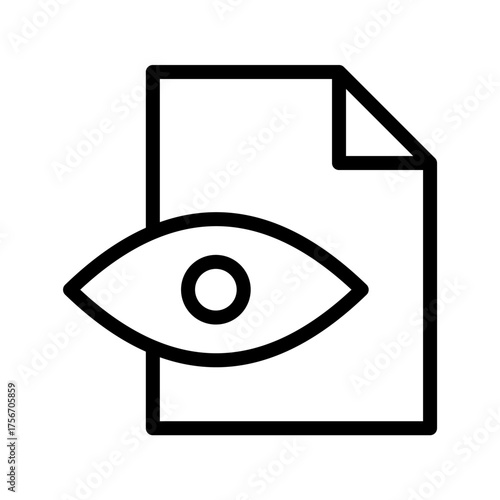  Document preview icon, eye on file visibility outline