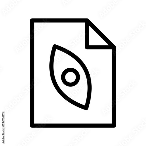 Document view icon, eye inside file preview outline