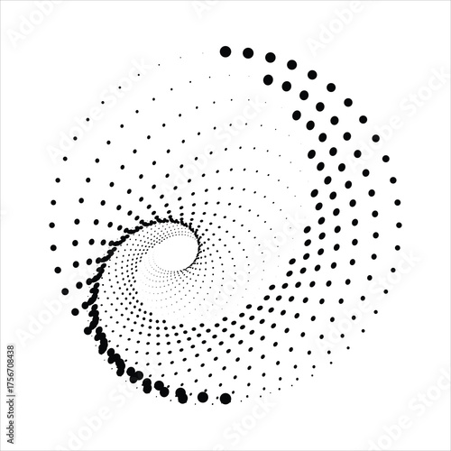 Abstract spiral of dots halftone vector illustration simple geometric design element for backgrounds and modern graphic projects