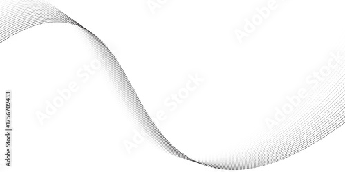 Flowing dots particles wave pattern 3D curve halftone black gradient curve modern