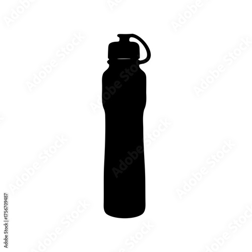 Black silhouette of a reusable water bottle for fitness and hydration