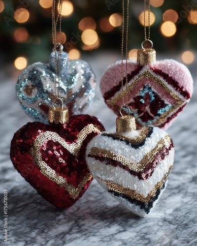 Colorful Decorative Heart-Shaped Ornaments for Festive Celebrations