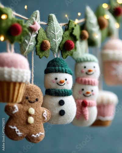 Cute Handmade Winter Ornaments Featuring Snowmen and Gingerbread