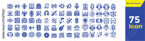 curated digital icons elevate audio, music, and sound experiences visually, isolated on transparent background