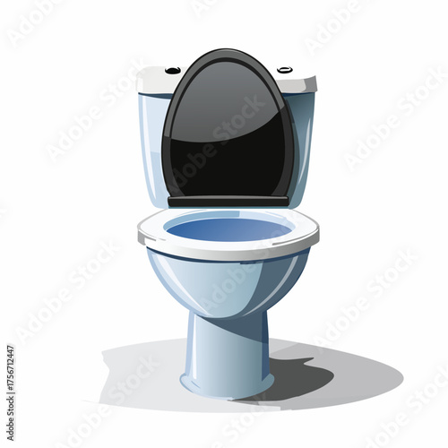 Modern Toilet Vector Illustration with Black Lid and Minimalist Design