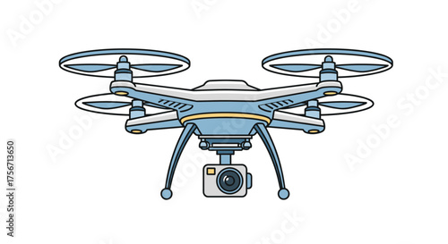 A lightweight drone with a mounted camera for aerial photography and videography.