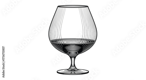 A clear glass goblet with a thick stem and a wide bowl.