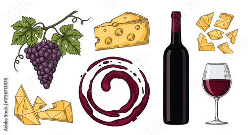 A delicious pairing of red wine and cheese is always a treat.