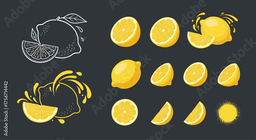 Fresh lemons and slices bursting with vibrant citrus energy.