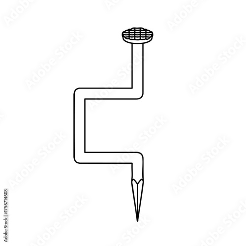 Outline for Coloring of Nail Stainless Steel and Iron Pins. Construction and Wooden Work Equipment. Vector Illustration.