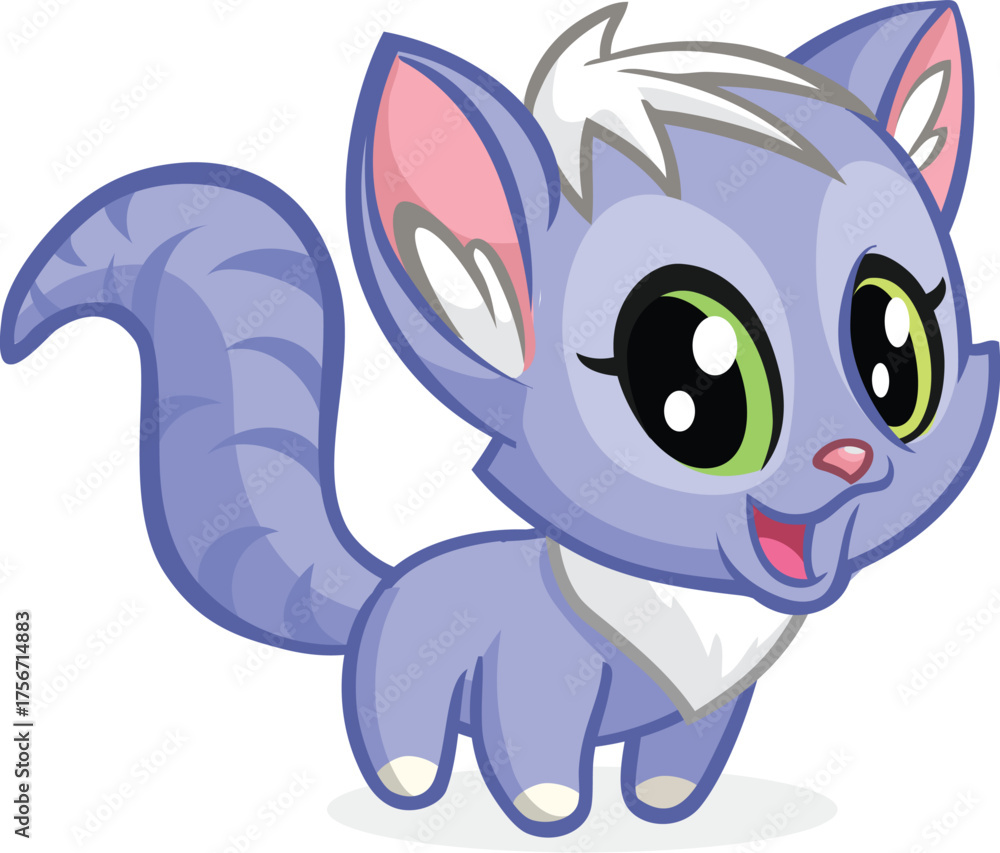 Fototapeta premium Cartoon Adorable Vector Animal Character with Big Eyes