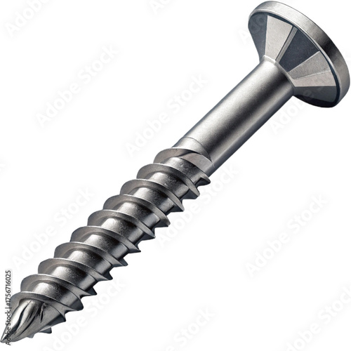 High quality metal screw perfect for construction needs and DIY projects, showing strength and precision engineering under studio lighting