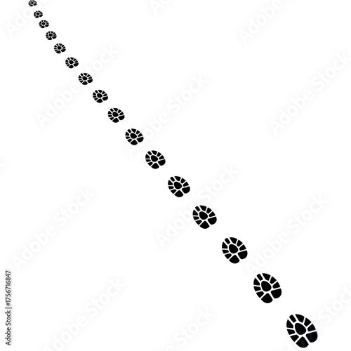 A trail of boot prints receding into the distance.