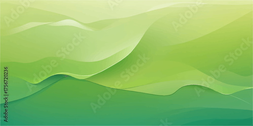 Abstract green landscape with hills mountains and blue sky vector illustration
