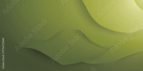 Abstract green wave background illustration with gradient curves and light lines