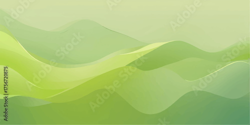 Abstract green landscape background with waves and hills