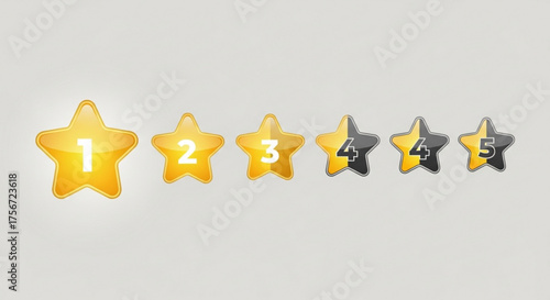 Rating system with five stars, highlighting the first three stars in gold, indicating a positive review or feedback