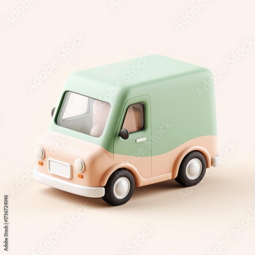 3D 파스텔 배달 밴 아이콘
