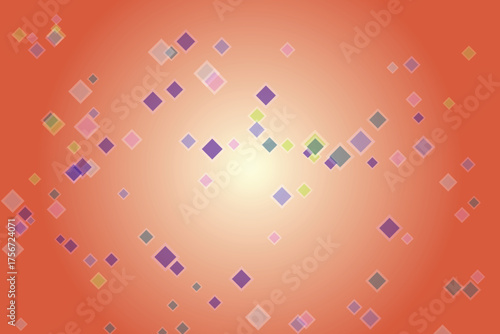 Abstract background with colorful diamond shapes scattered on gradient background