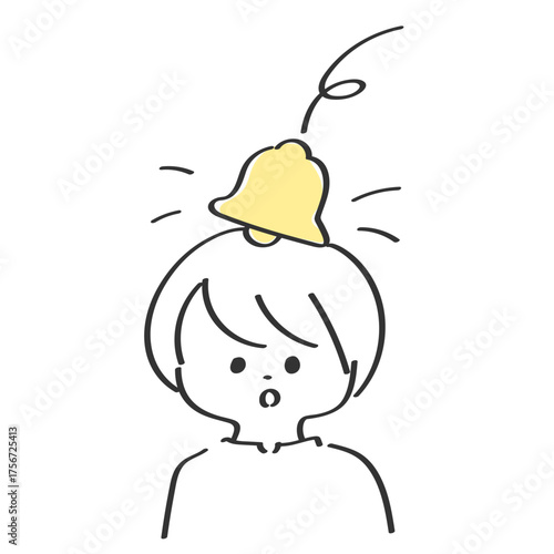 通知が来た女性のイラスト　ベル　ぶつかる