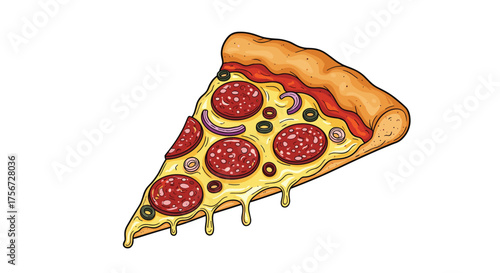 A delicious slice of pepperoni pizza dripping with cheese.