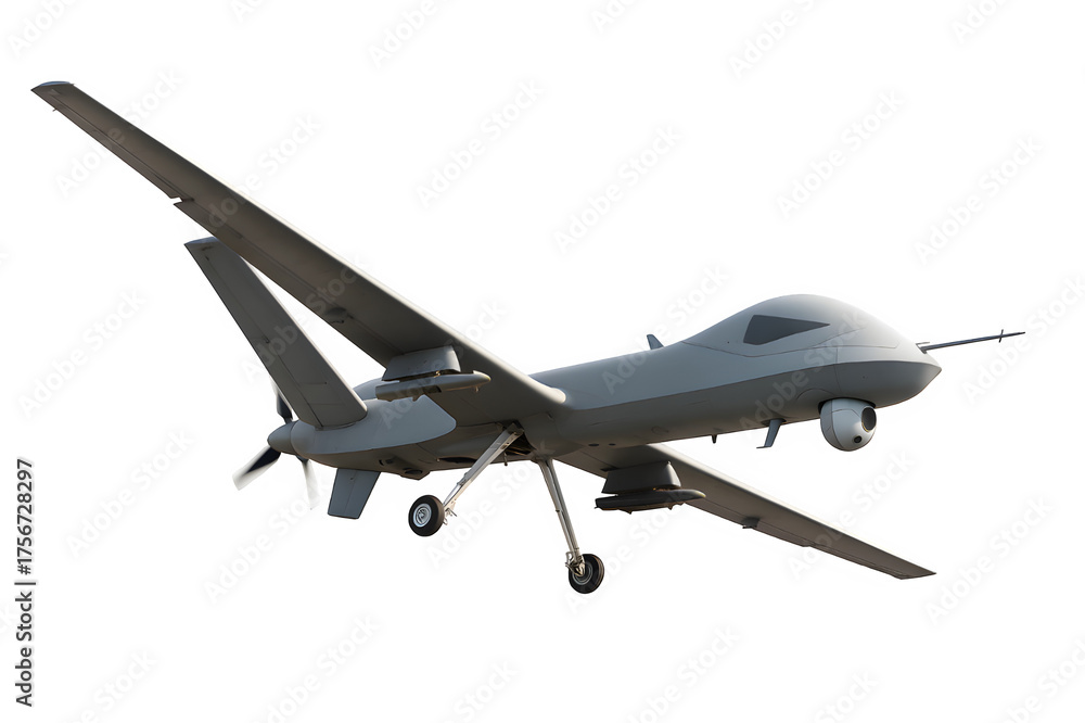 Fototapeta premium CAIG Wing Loong II Drone 3D Render – Transparent PNG, Isolated