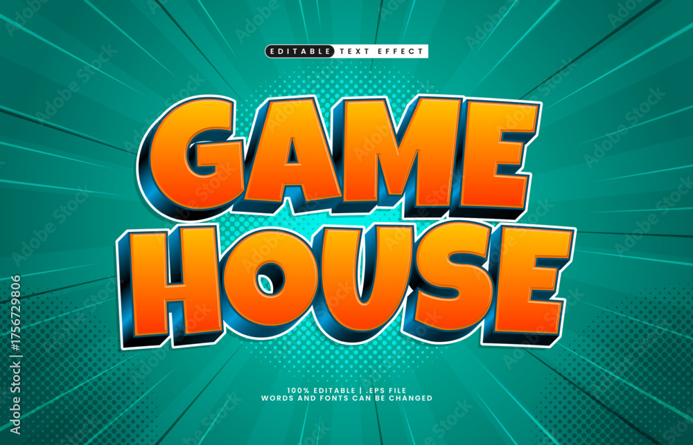 Obraz premium game house editable text effect