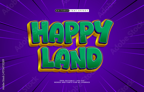 happy land editable text effect