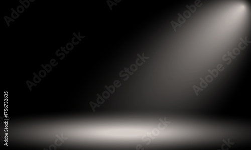 Golden studio room gradient background with spotlights shining on abstract pattern floor, empty space for award ceremony, luxury premium scene, vector illustration.