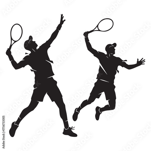 Set of Tennis Player Silhouettes