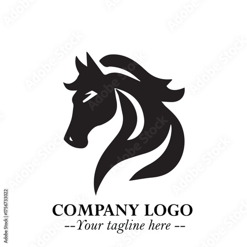 Elegant Head of Horse Logo in Black on White Background with Minimalist and Powerful Design