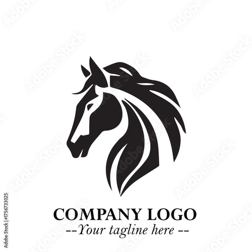 Elegant Head of Horse Logo in Black on White Background with Minimalist and Powerful Design