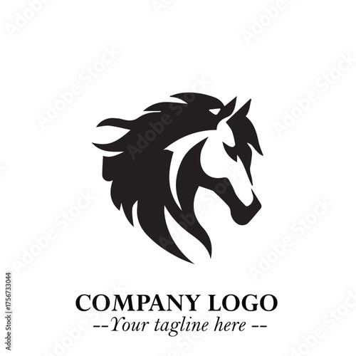 Elegant Head of Horse Logo in Black on White Background with Minimalist and Powerful Design