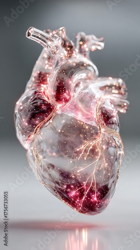 Transparent glowing heart structure high resolution image