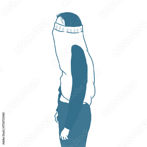 Person Pulling Sweater Over Head Minimalist Illustration